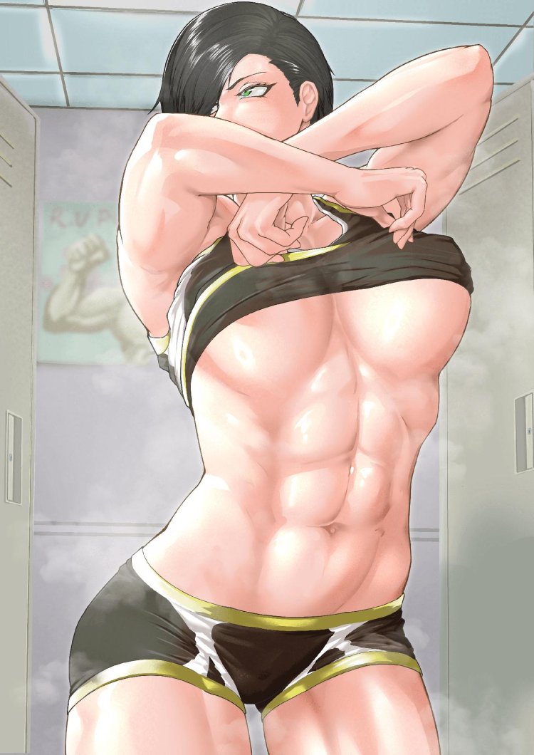 The pumped breasts are female