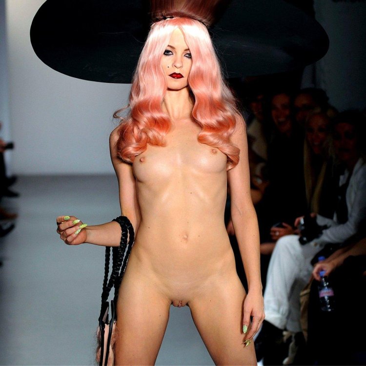 Fashion show of naked women