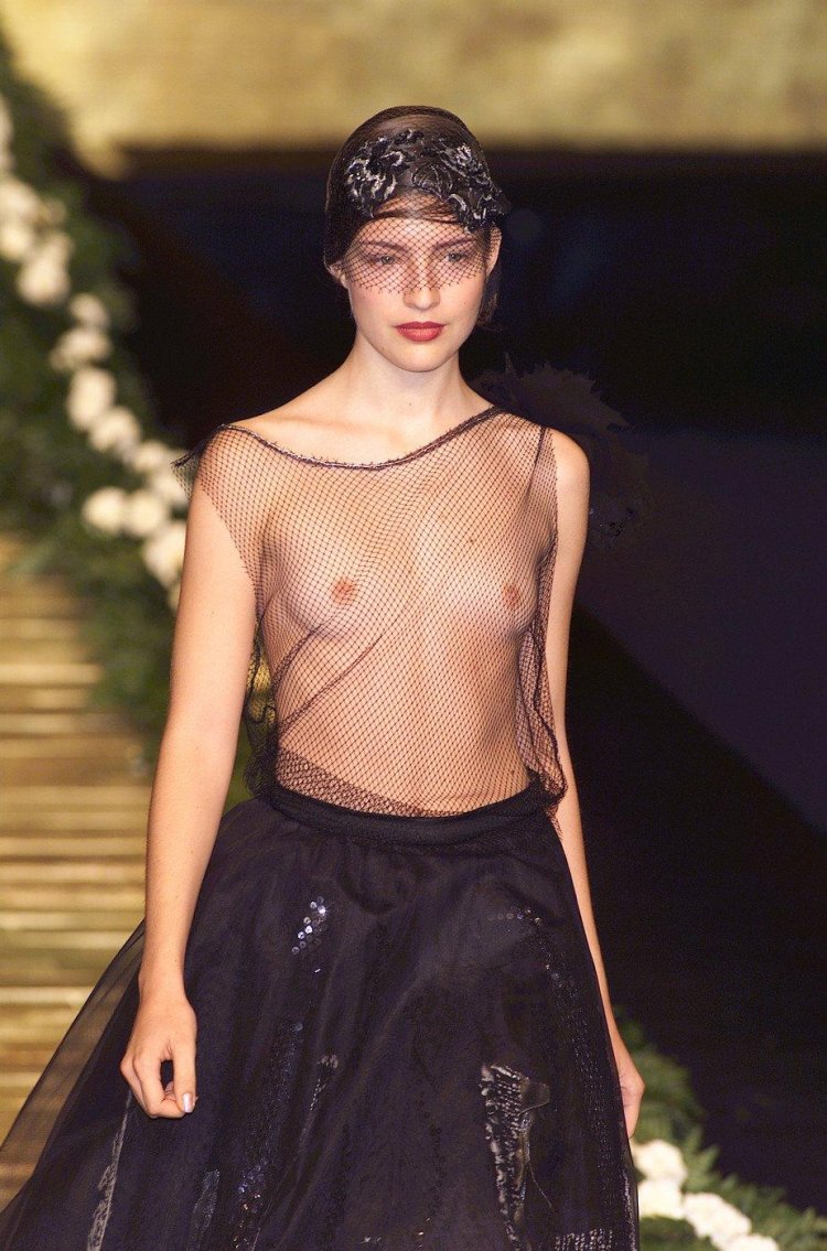 Fashion show of naked women