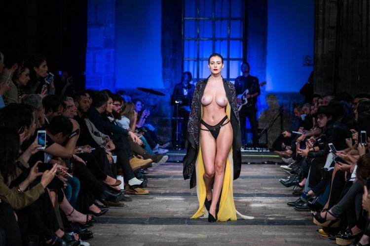 Fashion show of naked women