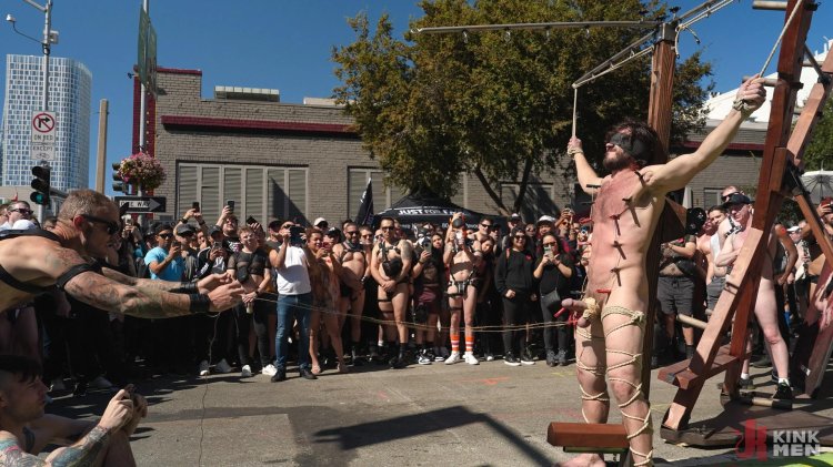 Festival parade of naked women