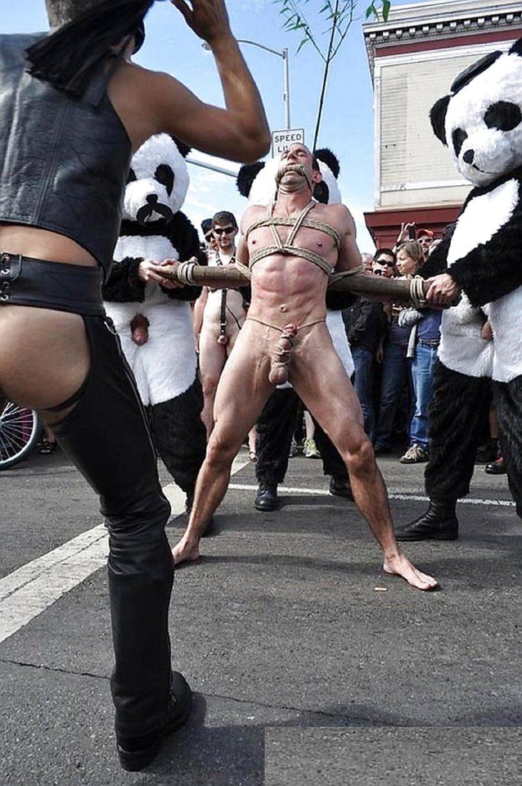 Naked women at the BDSM festival