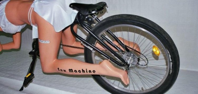 Girls in panties on a bicycle