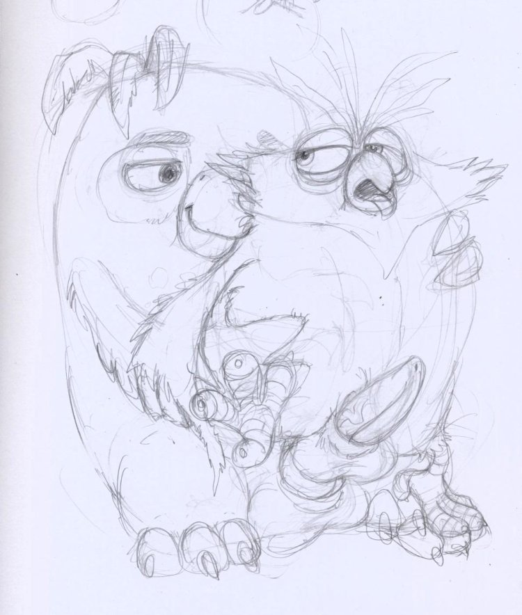 Sally with a pencil from the monsters corporation