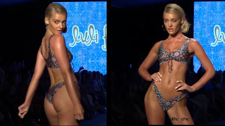 Models in swimsuits on the catwalk
