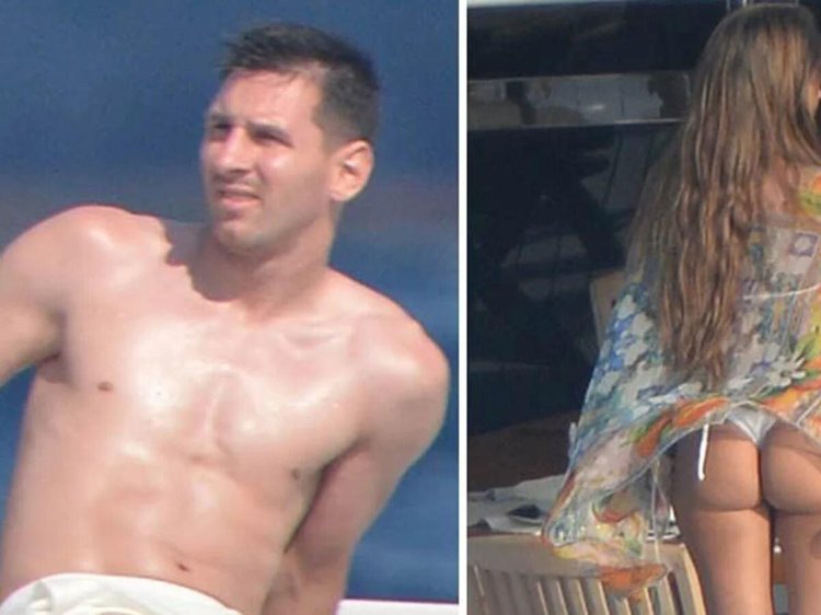 Messi football player and Antonella Rokuzzo