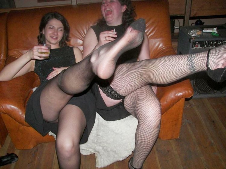 Naked wife in stockings drunk