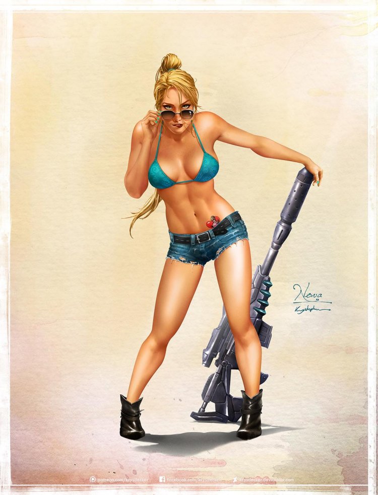 Girl with weapons art