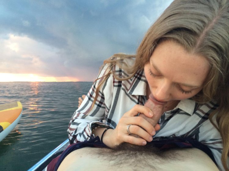 Amanda Seyfrid in a boat