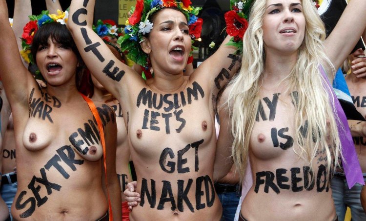 Feminists with naked breasts