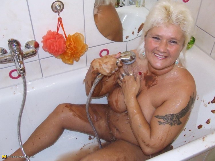 Grandmother in the bathroom