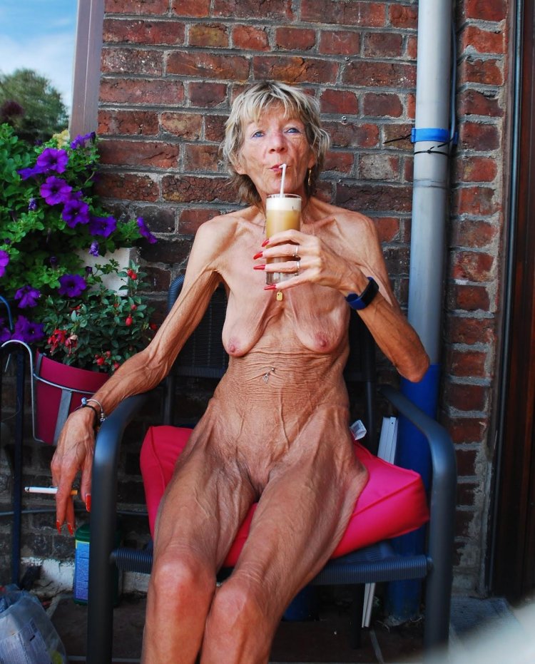 Naked thin elderly women