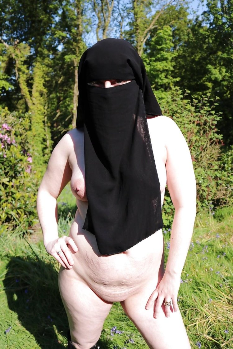In a hijab naked