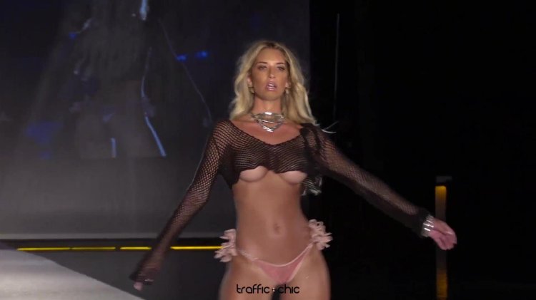 Naked model on the catwalk