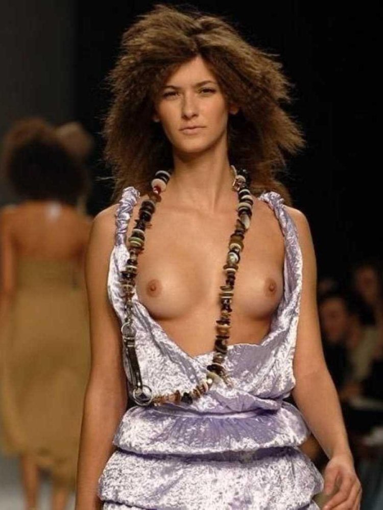 Naked fashion models on the catwalk