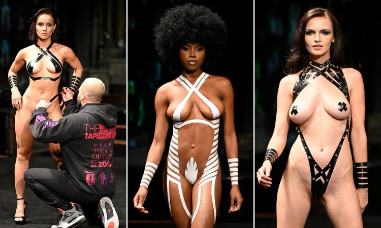 Naked models at the fashion show