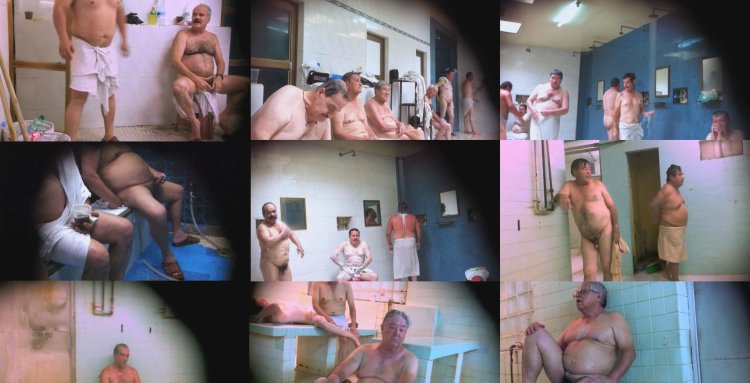 Naked men in the bath