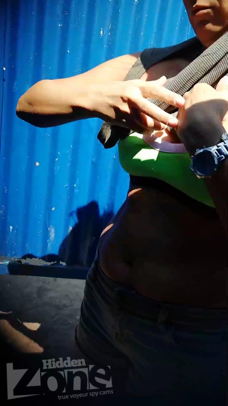 Hidden camera in a beach cabin