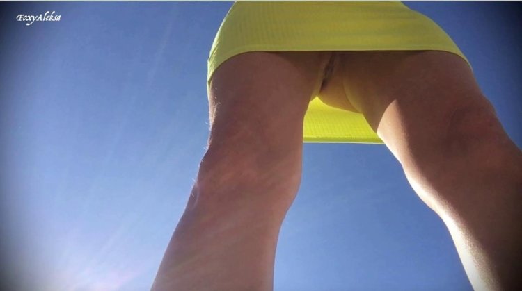 Girl in a dress view from below