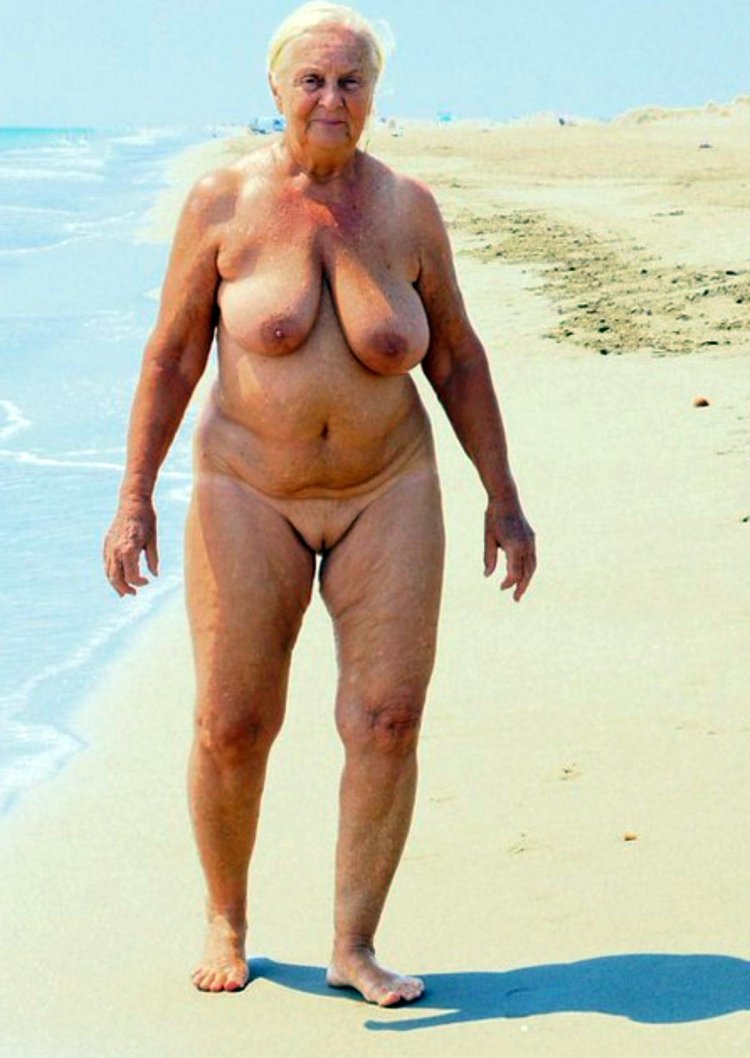 Naked old women on the beach