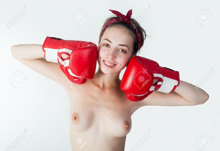 Naked women in boxing gloves