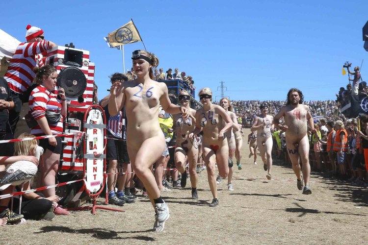 Festival parade of naked women