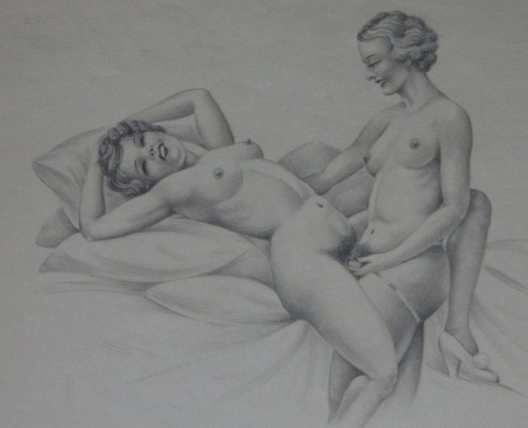 Lesbian drawings with pencil