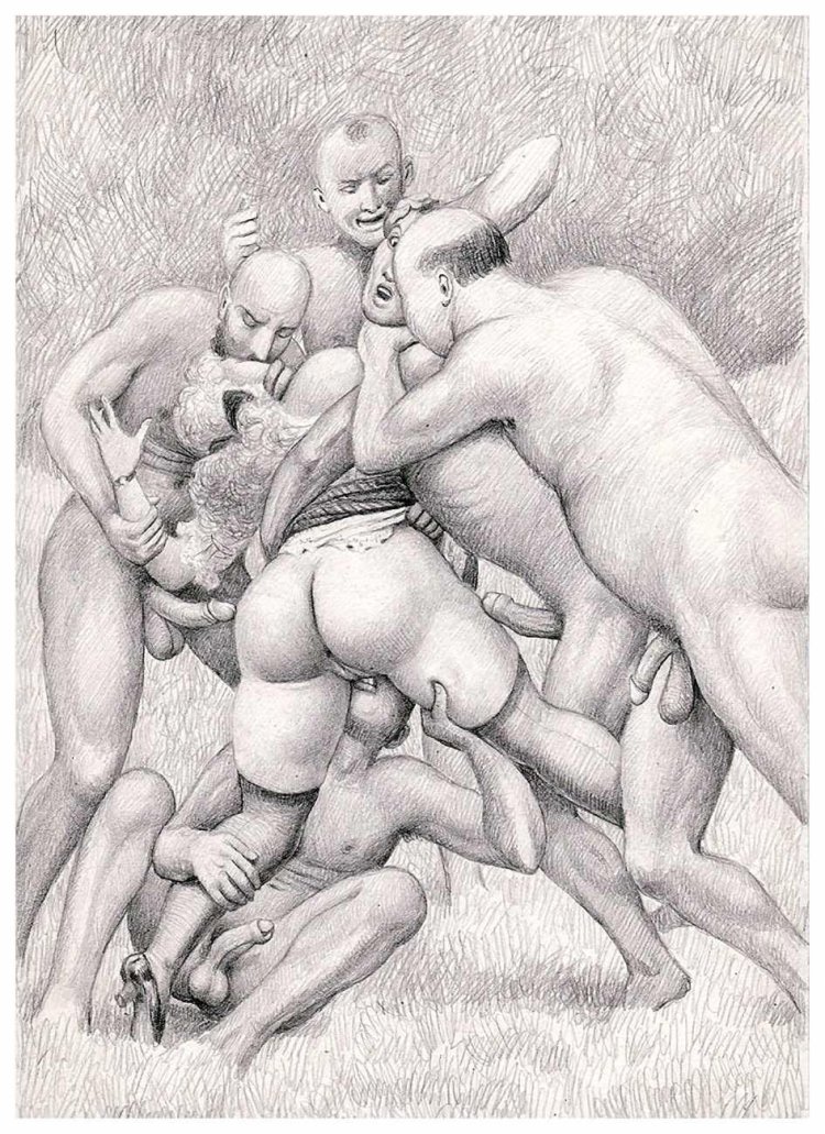 Gangbang drawing with a pencil