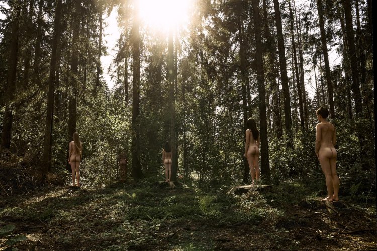 Naked people in the forest