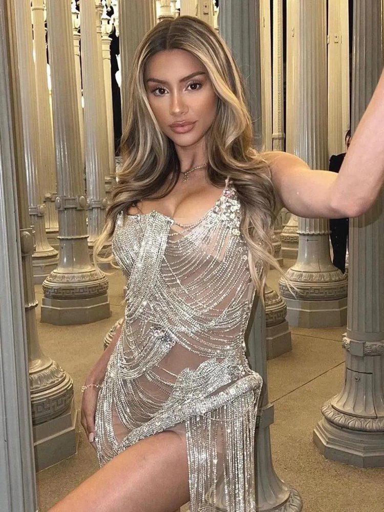 Dress with rhinestones