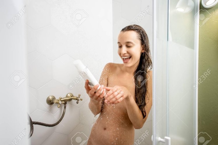 Woman takes shower