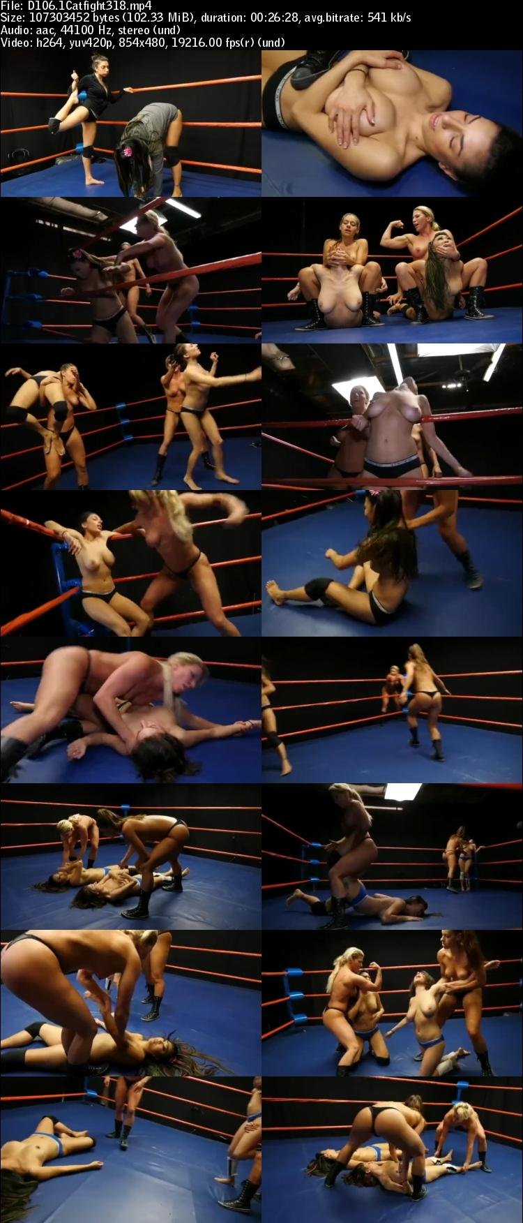 The struggle of naked women in ring