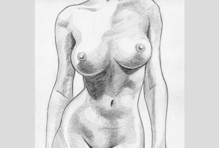 Naked female body drawing