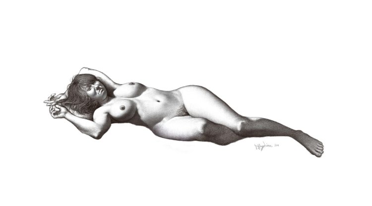 Drawings of naked girls with a pencil