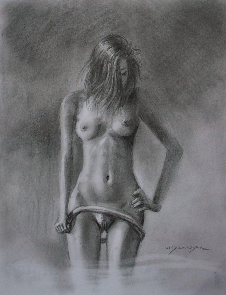 Drawings with a pencil of girls
