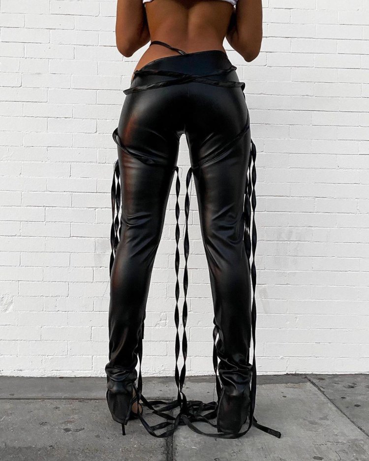 Artificial leather pants