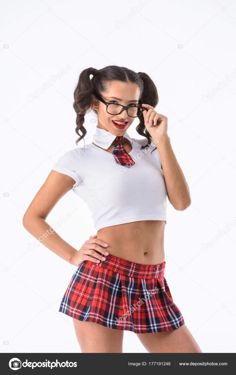 Schoolgirl in red skirt