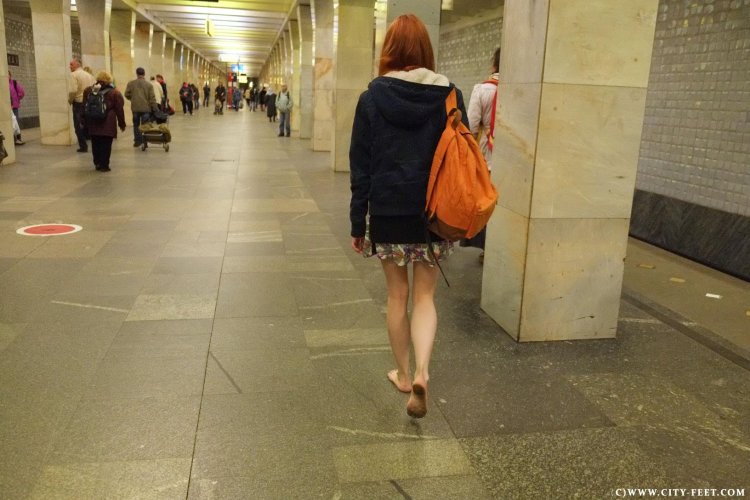 Barefoot in the subway