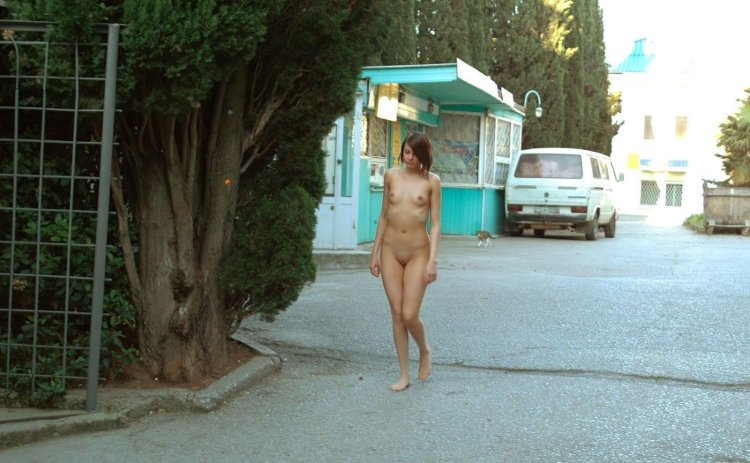 Running naked along the street