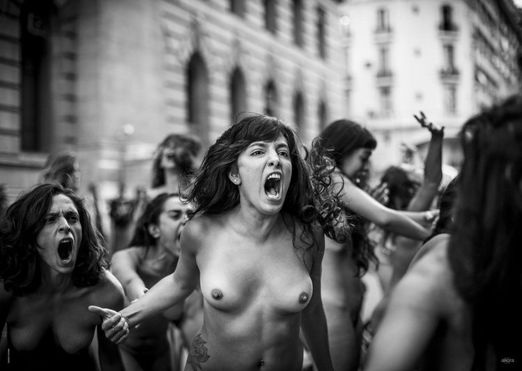 Naked women protest