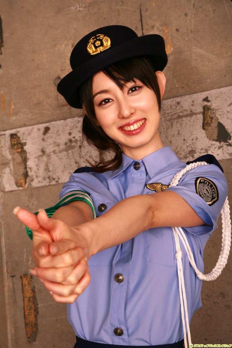 Japanese girls in police uniform