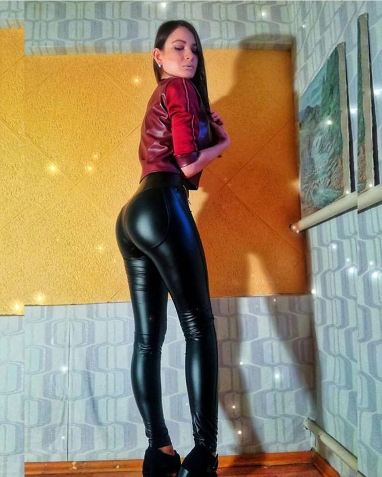 Girls in latex leggings