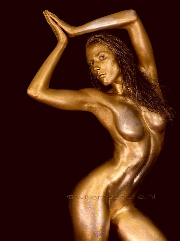 Girl in gold paint