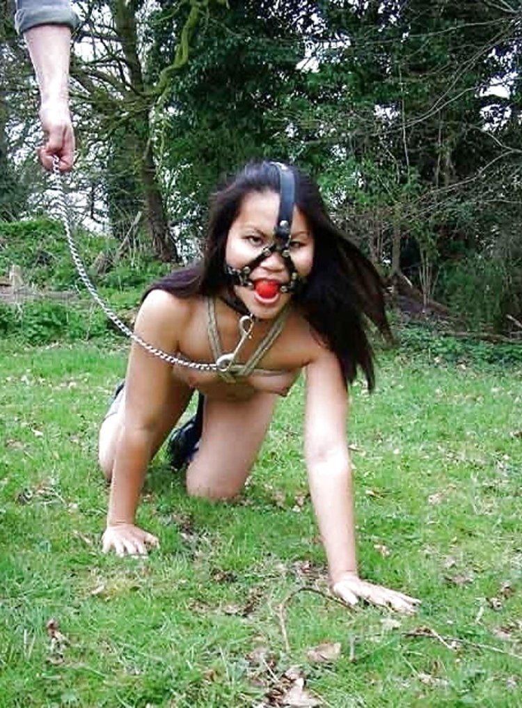 Asian slave on a leash