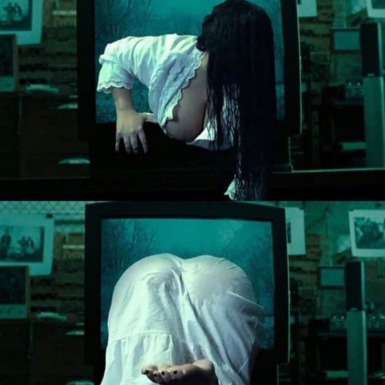 The girl gets out of TV