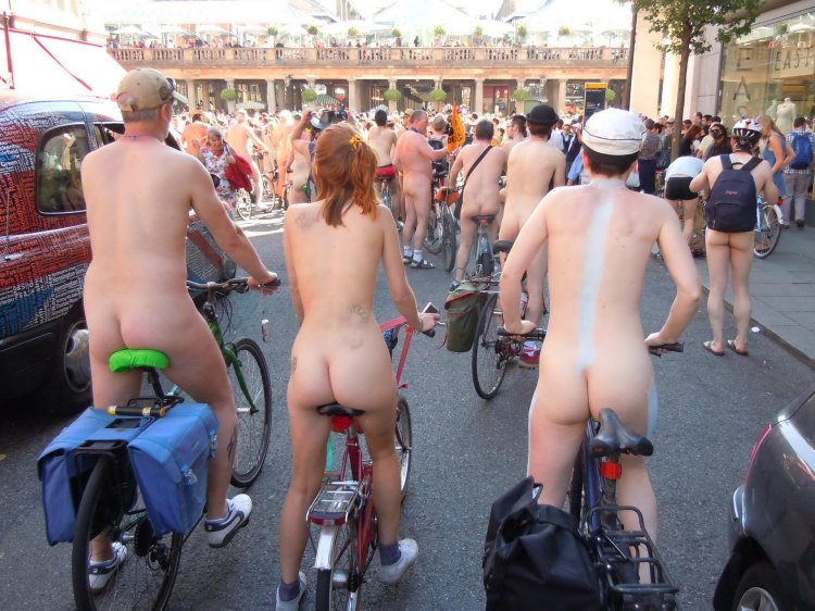 Naked on a bicycle