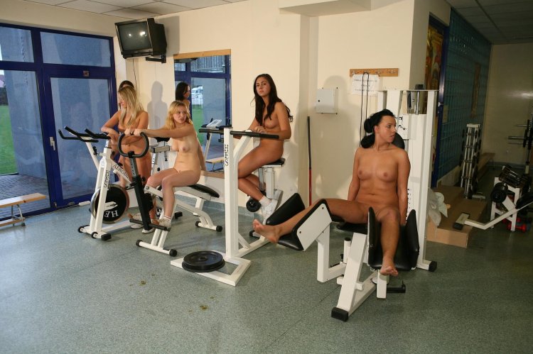 Nudist in the gym