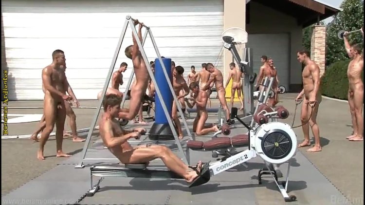 Naked guys go in for sports