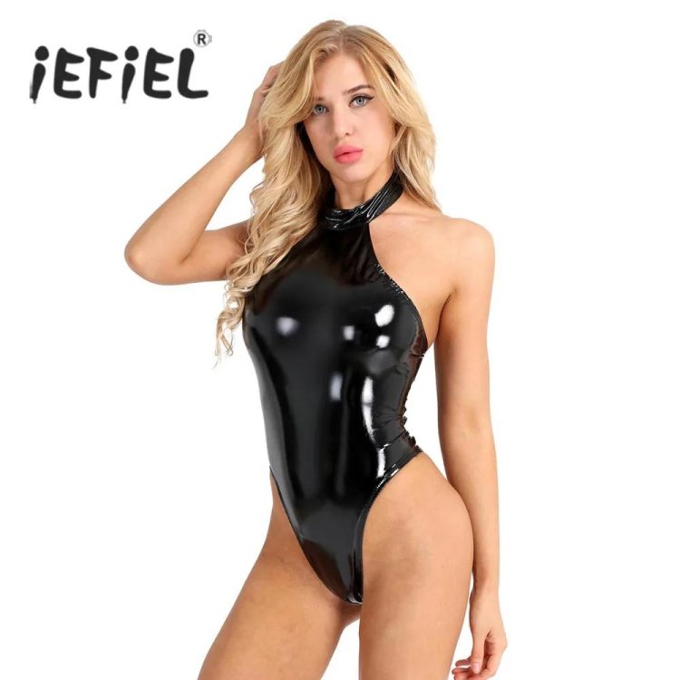 Latex swimsuit of transparent