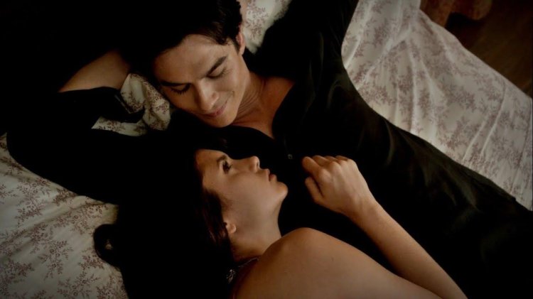Elena Gilbert and Damon Sleep
